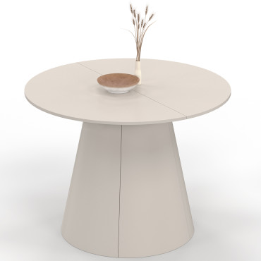 Table à manger ronde extensible Elvis beige Ø110-150cm