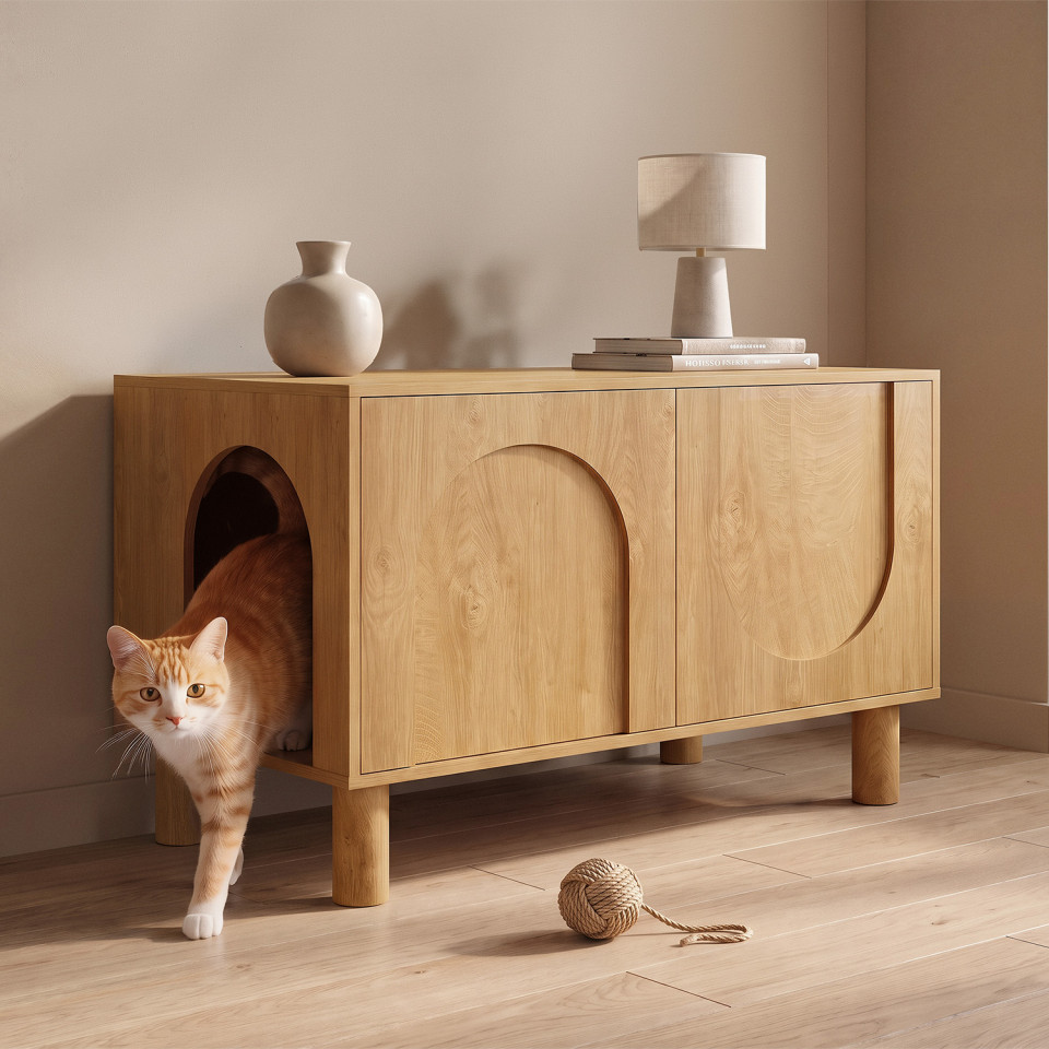 Maison de toilette pour chat Arlo litière intégrée
