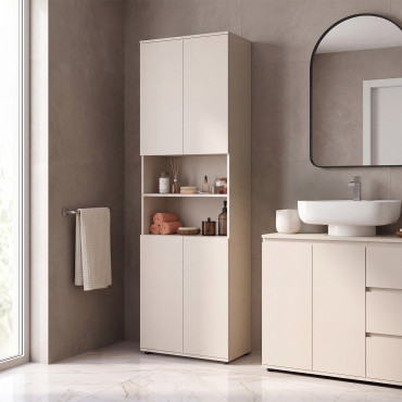 Armoire salle de bain Tom beige 4 portes