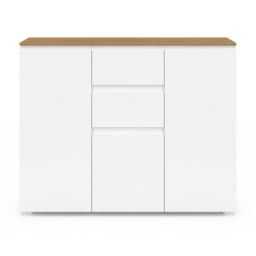 Buffet Toby 3 portes blanc et bois 100cm