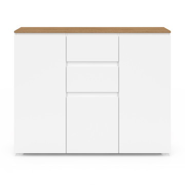 Buffet Toby 3 portes blanc et bois 100cm