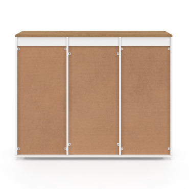 Buffet Toby 3 portes blanc et bois 100cm