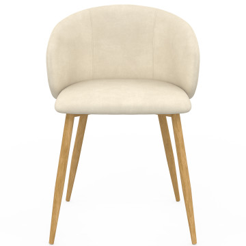 Chaises Léona velours crème pieds effet bois - lot de 6