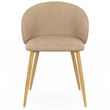 Chaises Léona velours taupe pieds effet bois - lot de 6