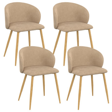 Chaises Léona velours taupe pieds effet bois - lot de 4