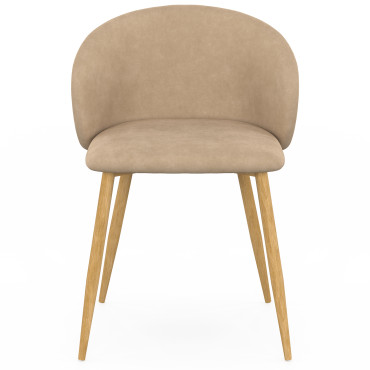 Chaises Léona velours taupe pieds effet bois - lot de 4