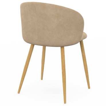 Chaises Léona velours taupe pieds effet bois - lot de 4