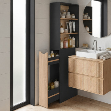 Meuble salle de bain Will 2 niveaux noir