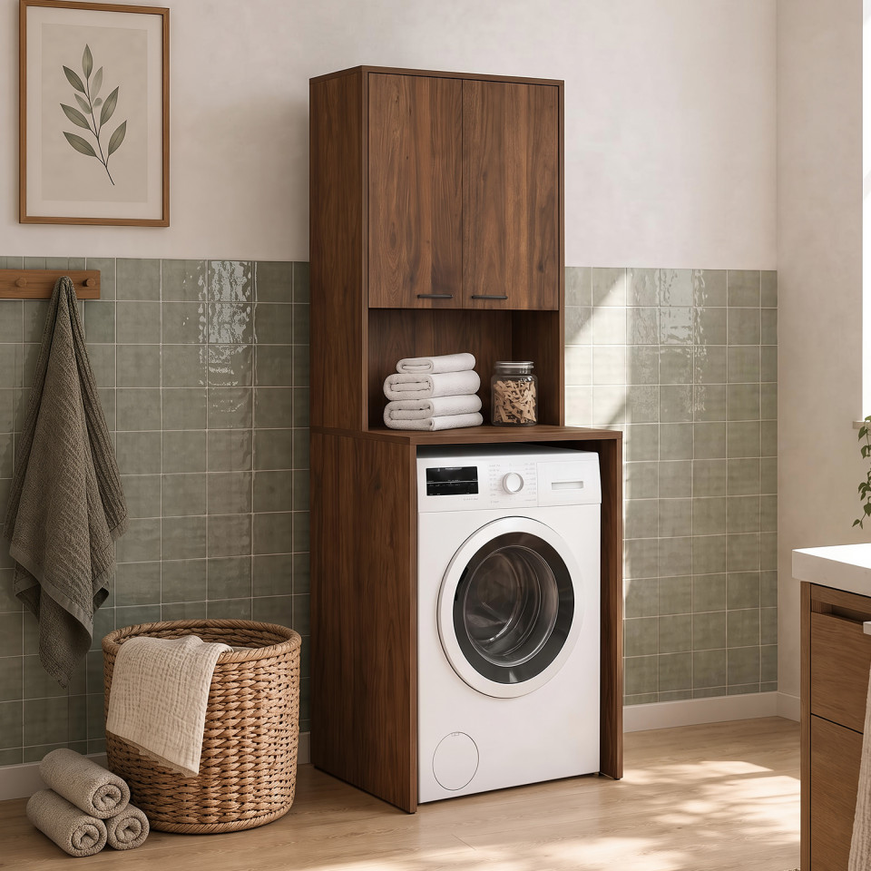 Meuble dessus machine à laver Will effet noyer