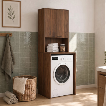 Meuble dessus machine à laver Will effet noyer