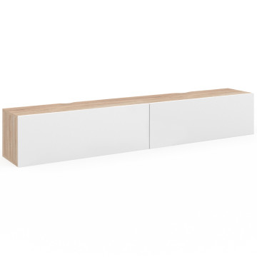 Meuble TV suspendu Michigan bois et blanc L180cm