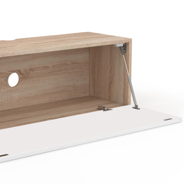 Meuble TV suspendu Michigan bois et blanc L180cm