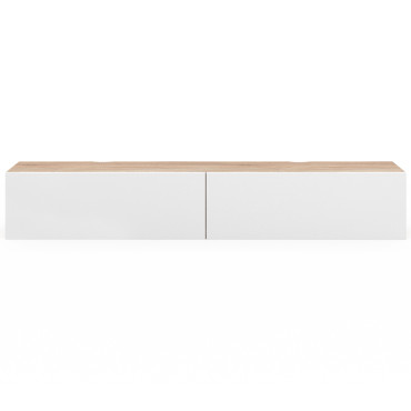 Meuble TV suspendu Michigan bois et blanc L180cm