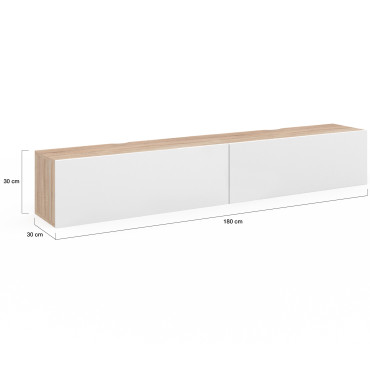 Meuble TV suspendu Michigan bois et blanc L180cm