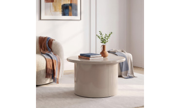 Table basse ronde Bliss laquée taupe Ø70cm