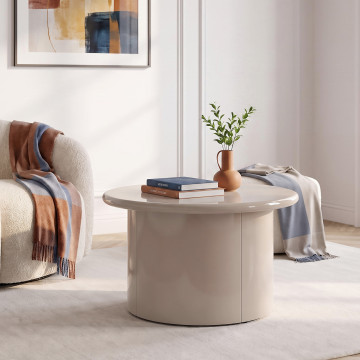 Table basse ronde Bliss laquée taupe Ø70cm
