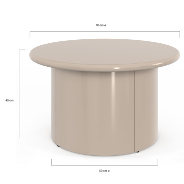 Table basse ronde Bliss laquée taupe Ø70cm