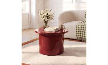 Table basse ronde Bliss laquée bordeaux Ø70cm