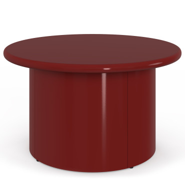 Table basse ronde Bliss laquée bordeaux Ø70cm