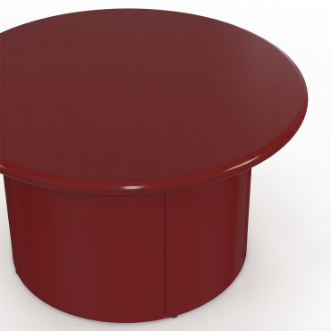 Table basse ronde Bliss laquée bordeaux Ø70cm