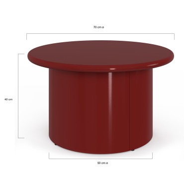 Table basse ronde Bliss laquée bordeaux Ø70cm