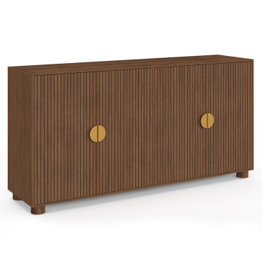 Buffet Arva 4 portes lattes effet noyer 160cm