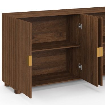 Buffet Arva 4 portes lattes effet noyer 160cm