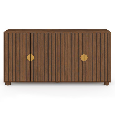 Buffet Arva 4 portes lattes effet noyer 160cm