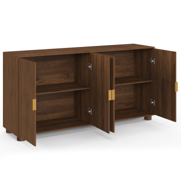 Buffet Arva 4 portes lattes effet noyer 160cm