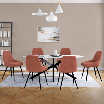 Chaises Olivia velours terracotta pieds métal - lot de 6