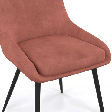 Chaises Olivia velours terracotta pieds métal - lot de 6