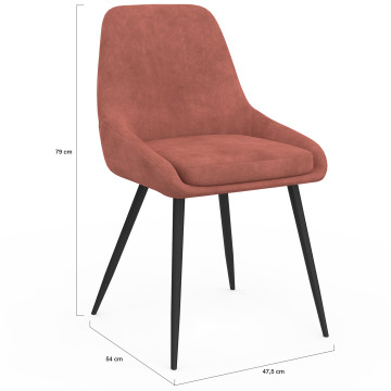 Chaises Olivia velours terracotta pieds métal - lot de 6