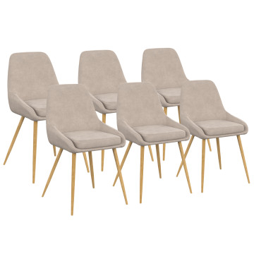 Chaises Olivia velours taupe pieds effet bois - lot de 6