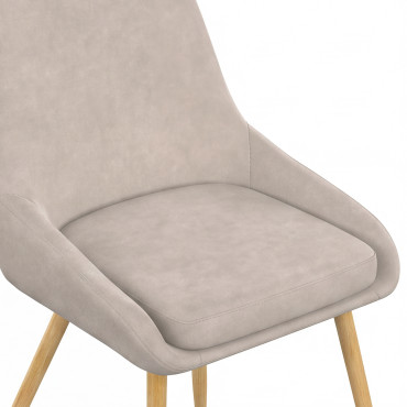 Chaises Olivia velours taupe pieds effet bois - lot de 6