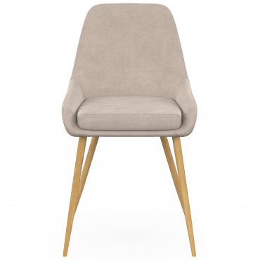 Chaises Olivia velours taupe pieds effet bois - lot de 6