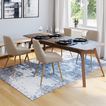 Chaises Olivia velours taupe pieds effet bois - lot de 4