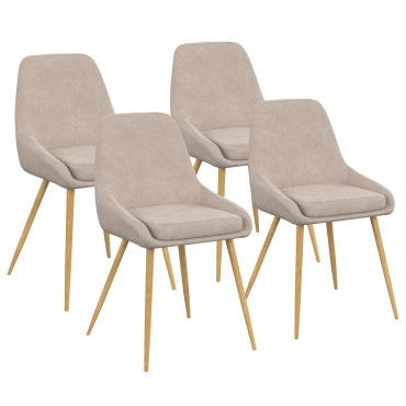 Chaises Olivia velours taupe pieds effet bois - lot de 4