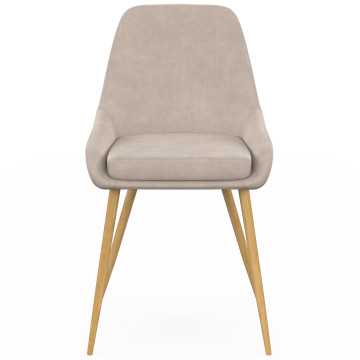 Chaises Olivia velours taupe pieds effet bois - lot de 4