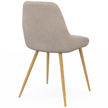 Chaises Olivia velours taupe pieds effet bois - lot de 4