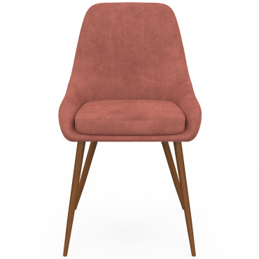 Chaises Olivia velours terracotta pieds effet noyer - lot de 4