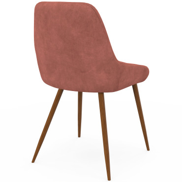 Chaises Olivia velours terracotta pieds effet noyer - lot de 4
