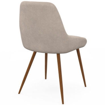 Chaises Olivia velours taupe pieds effet noyer - lot de 6
