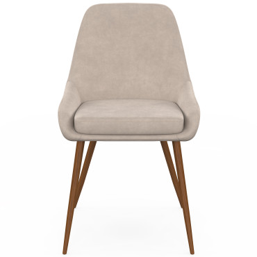 Chaises Olivia velours taupe pieds effet noyer - lot de 4