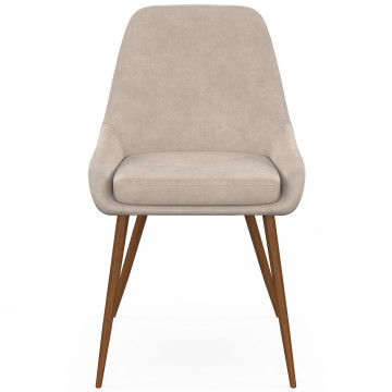Chaises Olivia velours taupe pieds effet noyer - lot de 4