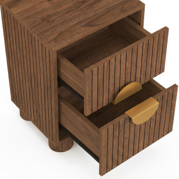 Tables de chevet Arva lattes effet noyer - lot de 2
