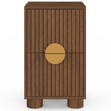 Tables de chevet Arva lattes effet noyer - lot de 2