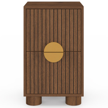 Tables de chevet Arva lattes effet noyer - lot de 2
