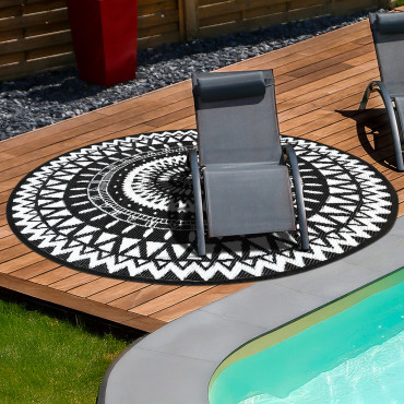 Tapis extérieur Maori Ø250cm noir