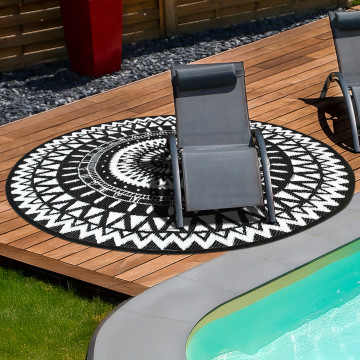 Tapis extérieur Maori Ø250cm noir