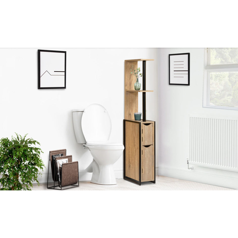 Etagere WC 2 portes bois/métal Timeo